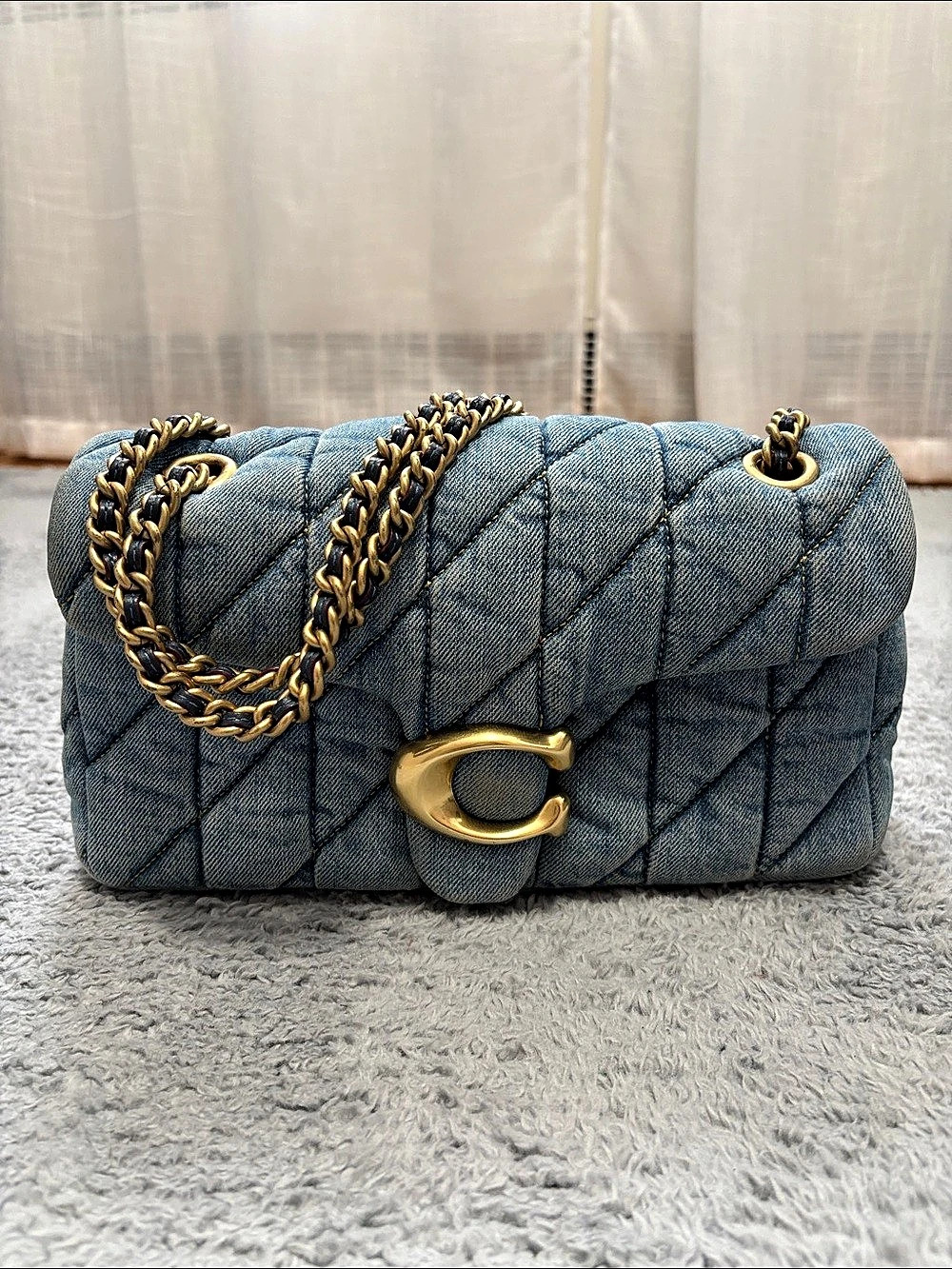 Coach Tabby Shoulder Bag 26 with Quilting in Denim Quilted Denim Blue